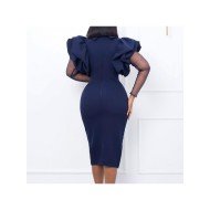  2024 Temperament Pure Color Women's Long Sleeve Dress