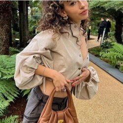 Ladies Lantern Sleeve Loose Cropped Tops