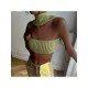  2024 Halter Pure Color Backless Crop Sweater