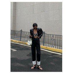 Stylish PU Pure Color Women's Short Jacket  Stylish PU Pure Color Women's Short Jacket