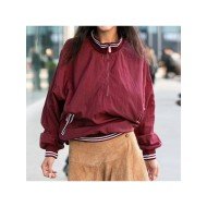 Street Loose Red Ladies Tops