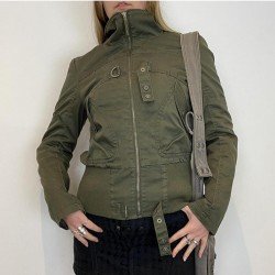 Street Solid Zipper Up Pocket Jacket Coats