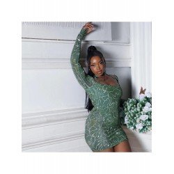 Halter Patchwork Long Sleeve Backless Mini Dress Halter Patchwork Long Sleeve Backless Mini Dress