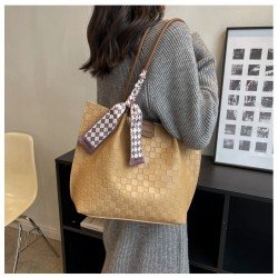 Grid Solid Ladies Shoulder Tote Bags