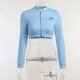  2024 Pure Color Zipper Crop T-shirt