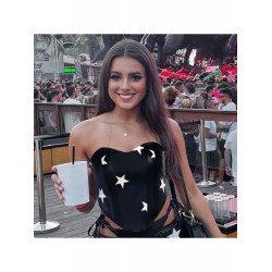 Street Style Star Printed Backless Sleeveless Crop Vest  Street Style Star Printed Backless Sleeveless Crop Vest