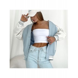 2024 Casual Contrast Color Women's Baseball Jacket  2024 Casual Contrast Color Women's Baseball Jacket
