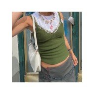 Summer Sleeveless Green Tank Tops For Women