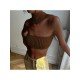  2024 Halter Pure Color Backless Crop Sweater