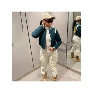  Women's Fashion Contrast Color Printing Baseball Jackets