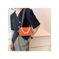  2024 Niche Crocodile Print Faux Pearl Shoulder Bag