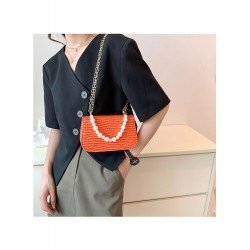 2024 Niche Crocodile Print Faux Pearl Shoulder Bag  2024 Niche Crocodile Print Faux Pearl Shoulder Bag