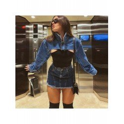 Women's Fashion Pure Color Navel Denim Jacket Women's Fashion Pure Color Navel Denim Jacket