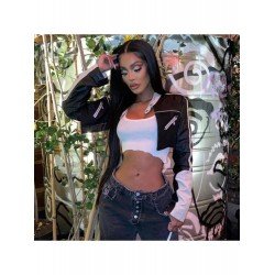 Street Style PU Leather Contrast Color Zipper Jacket  Street Style PU Leather Contrast Color Zipper Jacket