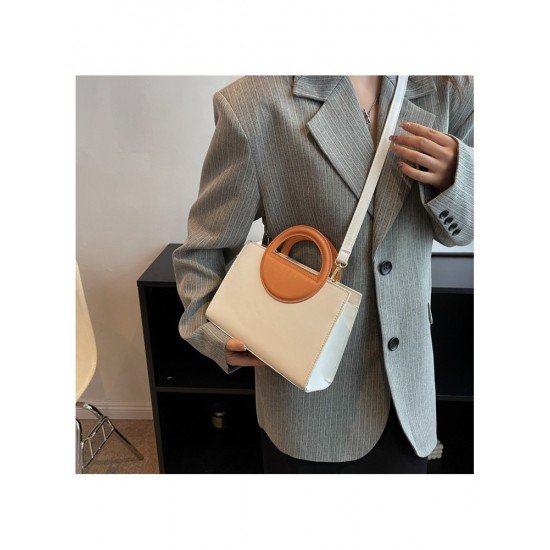  2024 Fashion PU Contrast Color Women's Satchels