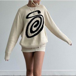  Abstract Pattern Loose Autumn Pullover Sweaters