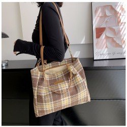 Black Canvas Plaid Ladies Tote Bags