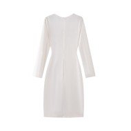 Casual V Neck Long Sleeve Knee Length Dress