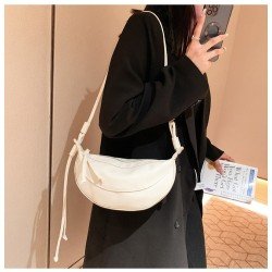 PU White Street Dumpling Shoulder Bags
