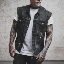  Fashion Printing Sleeveless Men's Denim Vest