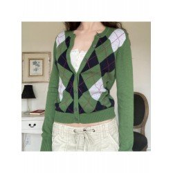 Rhombus Lattice New Casual Sweater Cardigan Coats  Rhombus Lattice New Casual Sweater Cardigan Coats