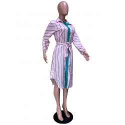 Casual Striped Bandage Women's Long Sleeve Dress  Casual Striped Bandage Women's Long Sleeve Dress