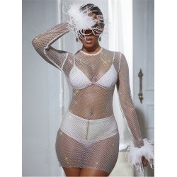 2024 Fishnet See Through Round Neck Women's Dress  2024 Fishnet See Through Round Neck Women's Dress