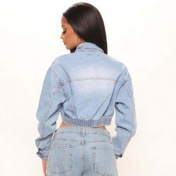 Trendy Solid Blue Pockets Denim Short Coats Trendy Solid Blue Pockets Denim Short Coats
