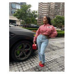 Plaid Puff Sleeve Women Crop Coats Plaid Puff Sleeve Women Crop Coats