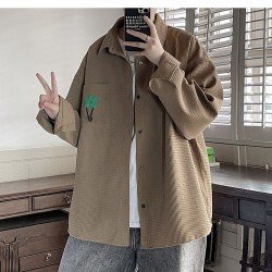  Loose Flower Waffle Men's Long Sleeve Jacket