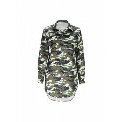 Causal Camouflage Long Sleeve Shirt Dress Causal Camouflage Long Sleeve Shirt Dress