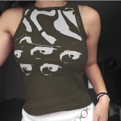 Street Summer Printed Cropped Tank Tops