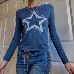 Star Shiny Fitted T Shirts For Ladies