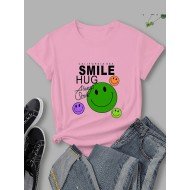 Smile Face Emoji Graphics T Shirts For Women