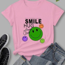 Smile Face Emoji Graphics T Shirts For Women