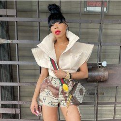 Trendy Pure Color Stand Collar Jacket For Women