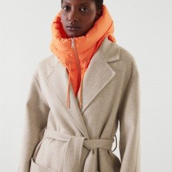 Hooded Collar Solid Zip Designer Chic Tops