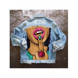 Fashion Lips Printing Women's Denim Jacket  Fashion Lips Printing Women's Denim Jacket