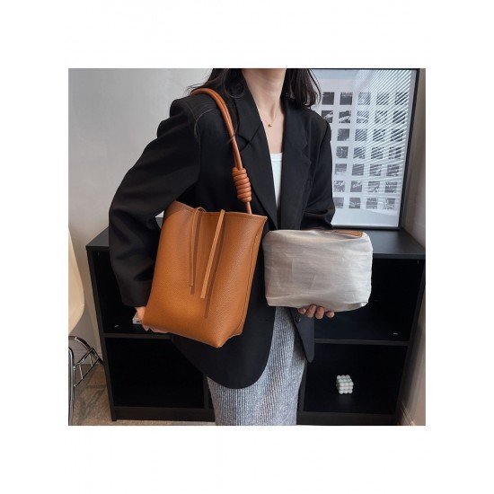  2024 PU Pure Color Large Capacity Women's Bags