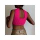  2024 Halter Pure Color Backless Crop Sweater