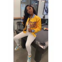 Fall American Letter Print Casual Baseball Jacket  Fall American Letter Print Casual Baseball Jacket