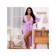 V Neck Slit Long Sleeve Dresses For Women