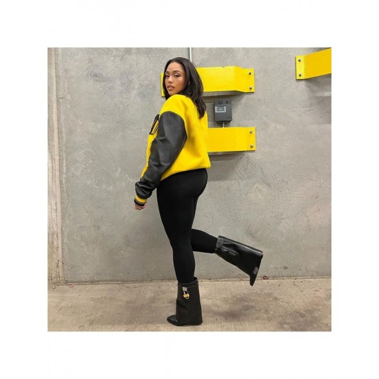  2024 Fashion Contrast Color Letter Printing Jacket