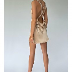 Alluring White Backless Sleeveless Ladies Dress