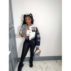 Color Blocking Pattern Women Street Baseball Coats Color Blocking Pattern Women Street Baseball Coats