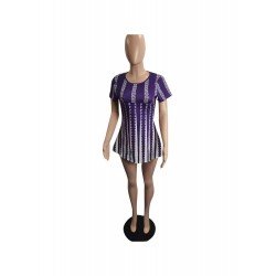 Crew Neck Printed Summer Mini Dresses Crew Neck Printed Summer Mini Dresses