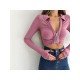  2024 Pure Color Long Sleeve Crop Top