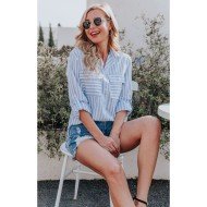  2024 Casual Loose Striped Long Sleeve Shirt