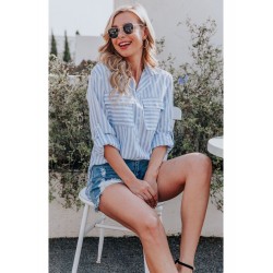 2024 Casual Loose Striped Long Sleeve Shirt  2024 Casual Loose Striped Long Sleeve Shirt