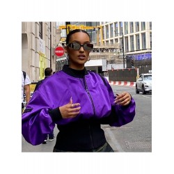 Fashion Street Contrast Color Patchwork Zipper Jacket  Fashion Street Contrast Color Patchwork Zipper Jacket